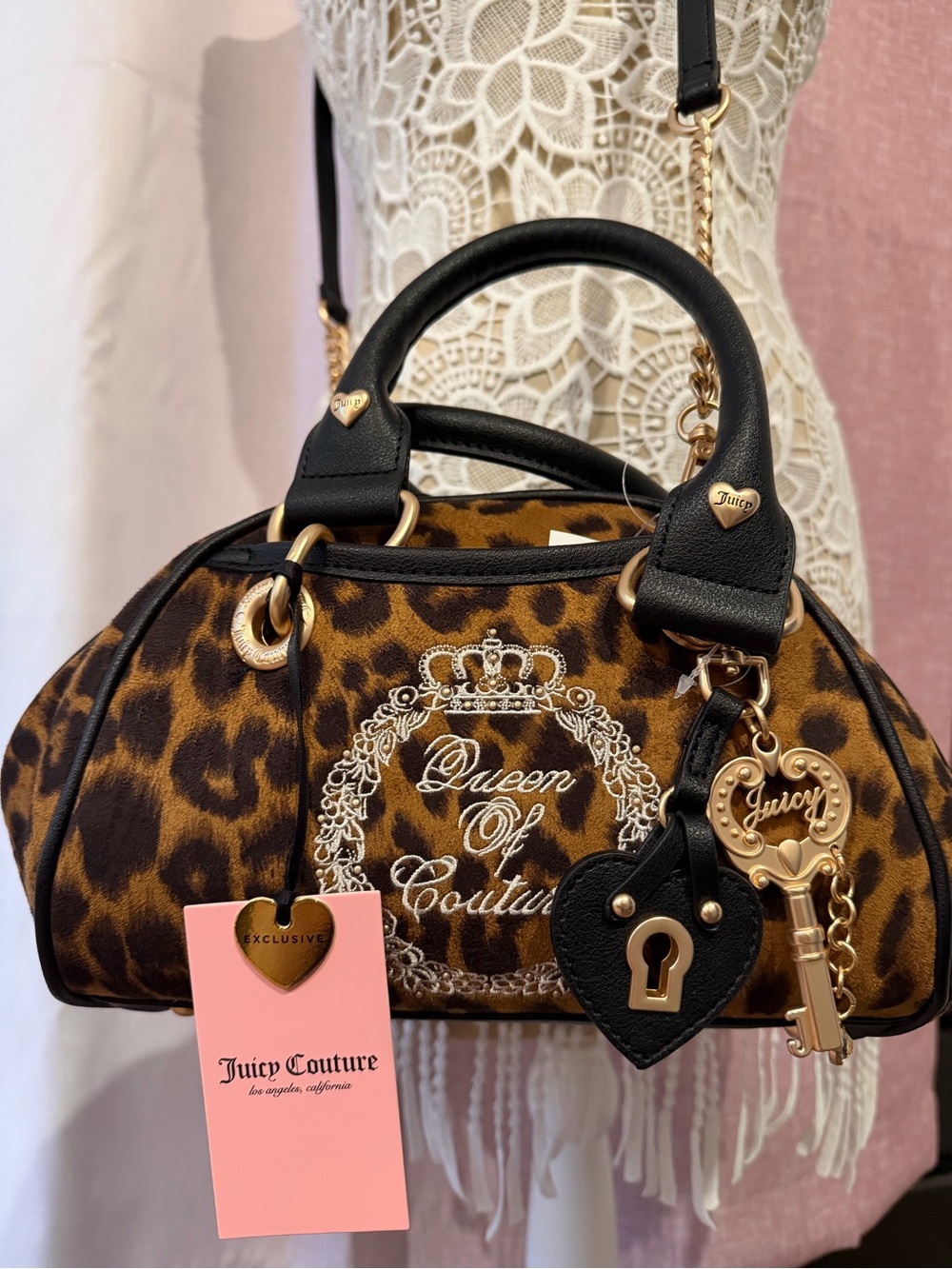 Juicy Couture Leopard 'Queen of Couture' Satchel - Brown/Black/Gold